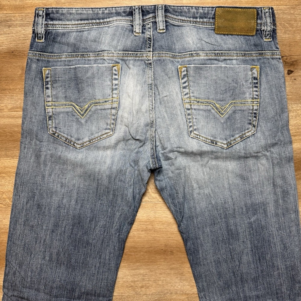 Diesel Jeans Men 33x34 Blue Safado Slim Straight Leg Ripped Rockstar DNA 0066X - Picture 4 of 15